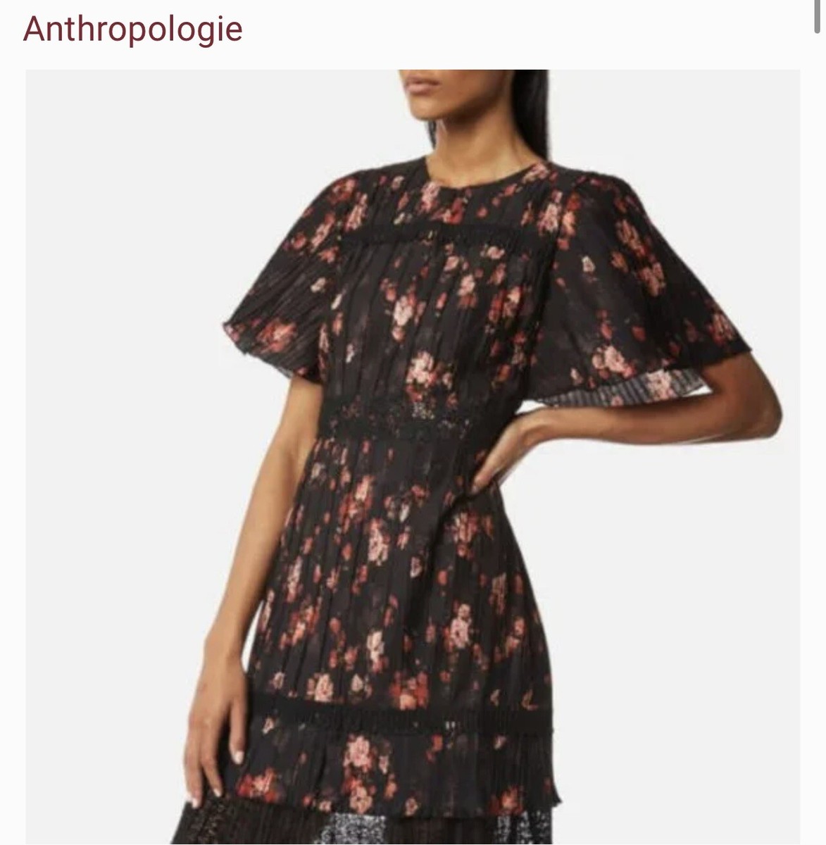 Foxiedox Anthropologie Biella Black Floral Mini Open- Back Dress Size Small  | eBay