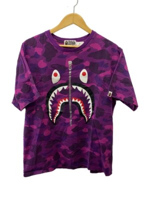 A BATHING APE BAPE COLOR CAMO SHARK TEE T-SHIRT PURPLE Model XL-Size MENS Harf