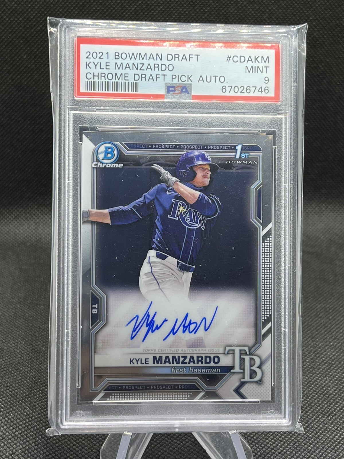 Kyle Manzardo 2021 Bowman Draft Chrome 1st CDA-KM PSA MINT 9 Base Auto Guardians