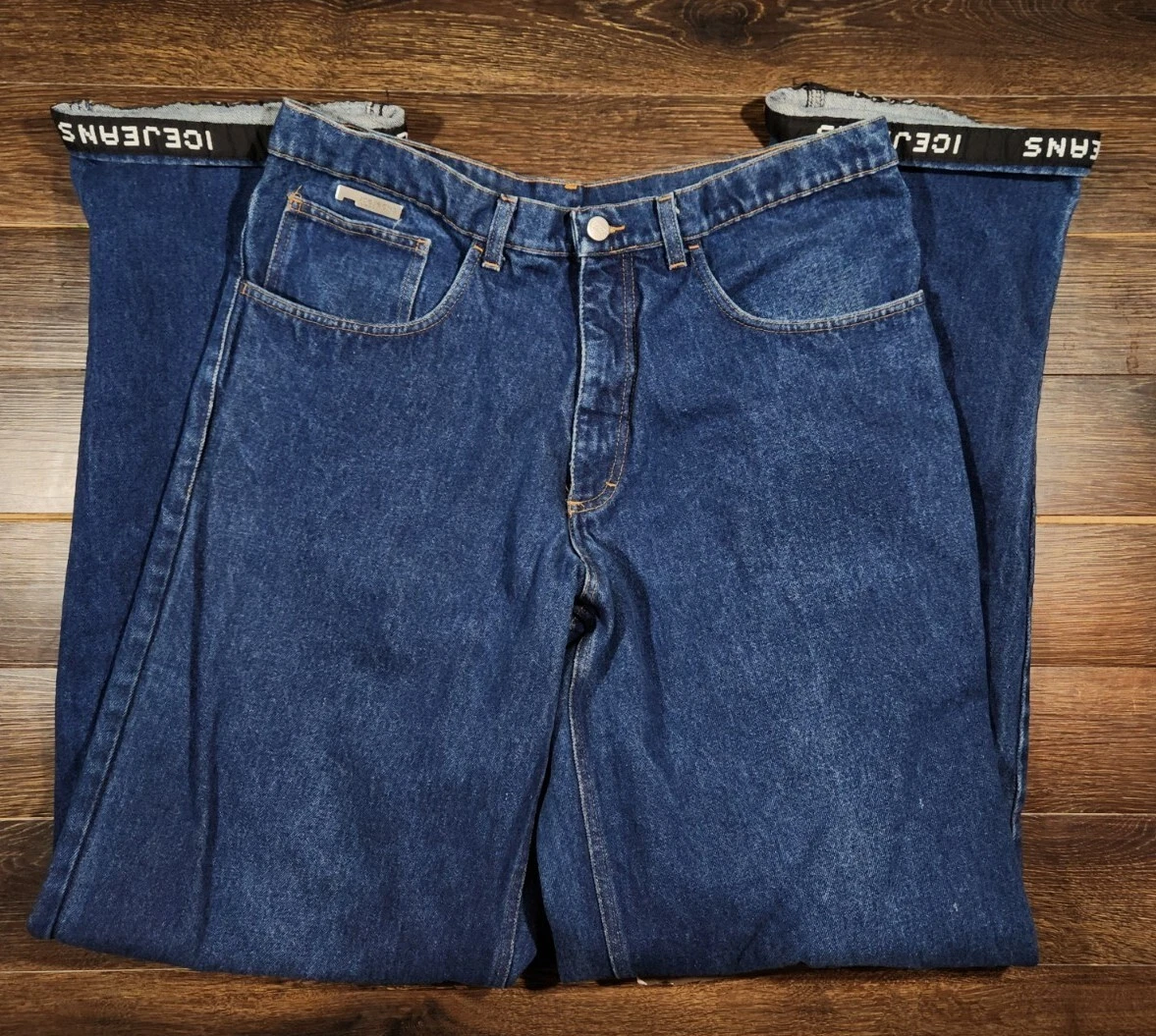 VTG 90's 36 X 38 Iceberg Jeans Strait Leg Spell Out Denim Jeans