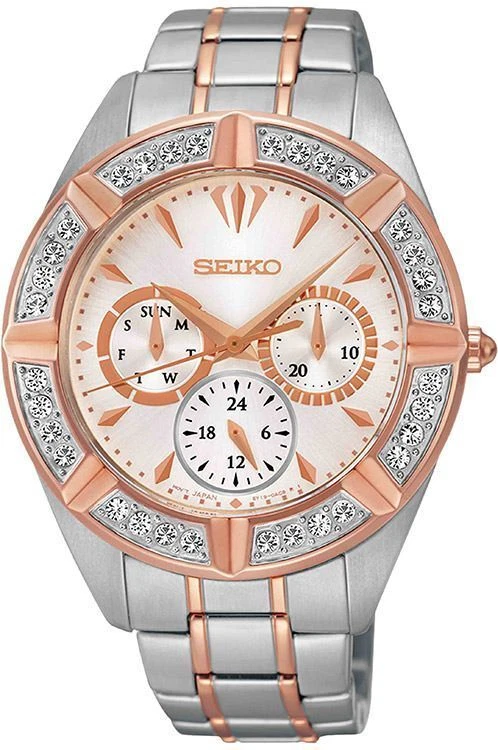Seiko Lord Women's Silver-Toned Swarovski Dial Two Tone Analog Watch SKY678P1