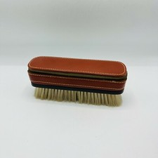 Shoe Shine Travel Kit Vintage Top Grain Leather Pouch Storage Built in Brush