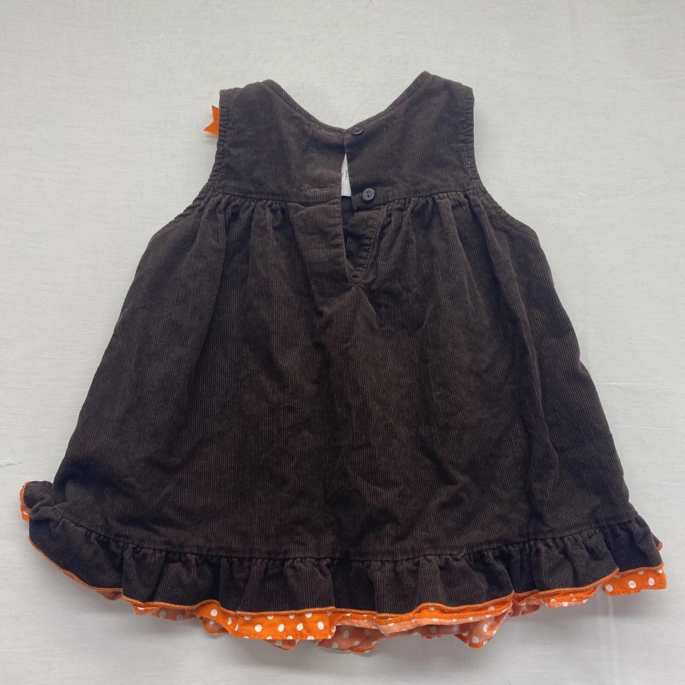 Vestido Jersey Pavo Acción de Gracias Pana Marrón Bebé Niña Ediciones Raras 24m Foto 2 de 4