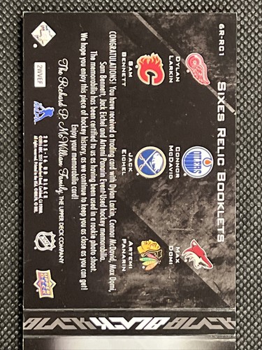 2015-16 Eichel Larkin McDavid Panarin Upper Deck Black Sixes Relic Booklet#6RRC1 - Picture 5 of 5