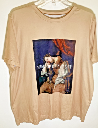 Blushmark Graphic Damen Gr. L T-Shirt / "Tired of the B.S."/Warmer Nude Rosa