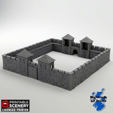 Norman Fort Walls Scatter Terrain Tabletop Gaming DnD 3DPrint 32/28/20/15/10mm