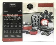 Brooklyn Steel Co. Venus Nonstick Aluminum Cookware & Bakeware Set 16-Piece RED
