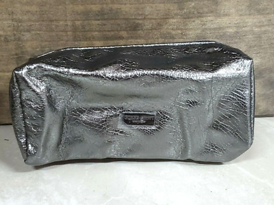 Giorgio Armani Cosmetics ~ small zippered makeup pouch silver metallic