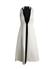 Valentino Plunging Colorblock Racerback Gown in Cream and Black Wool US4