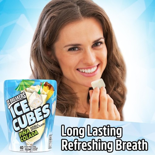 ICE BREAKERS Ice Cubes Pina Colada Flavored, Sugar Free Gum (Pack of 8) On Sale! - Picture 3 of 8