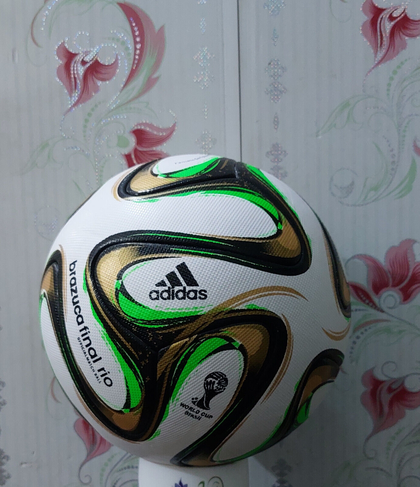 Official match ball 'Brazuca final Rio' lies on the table during a news  conference one day before the World Cup final soccer match between Germany  and Argentina in Maracana stadium in Rio