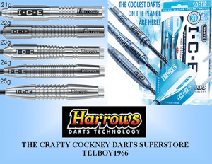 23g Harrows ICE 90% Tungsten Darts Set - Barrels, Stems, Flights, Case 23g Harrows ICE 90% Tungsten Darts Set - Barrels, Stems, Flights, Case