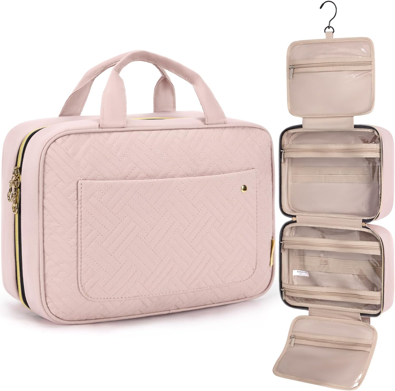 BAGSMART Hanging Toiletry Bag Travel Large Capacity Wash Bag Womens Makeup Cosme