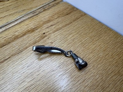 Tricone Roller Mining Well Drill Bit Vintage Tie Bar Clip Tool Bore Silver Tone
