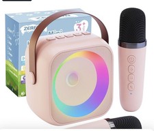 ZERFUN Mini Karaoke Machine for Kids Adults, Karaoke Microphone 2 Wireless Mikes