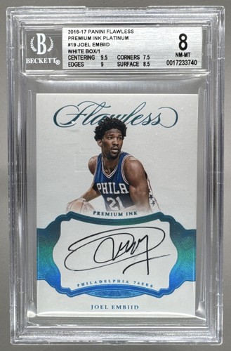 Joel Embiid 2016 Panini Flawless White Box Platinum Premium Ink Auto 1/1 BGS 8