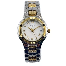 ESQ BY MOVADO SWISS TWO TONE BRACELET WHITE DAIL WITH DATE WOMEN WATCH 100625