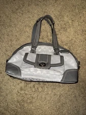 COACH Hampton handbag F13977 signature gray  canvas and leather  