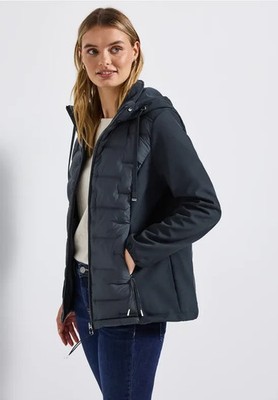 STREET ONE 202108 Jacke Strukturmix Softshelljacke Kapuze mit Tunnelzug  blau