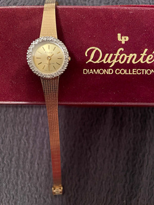Dufonte by Lucien Piccard Diamond Collection Quartz Gold Bracelet Watch w/ Box