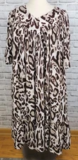 Go Softly Brown Cheetah Rayon Mumu Patio Dress 3X Flutter Sleeve V Neck