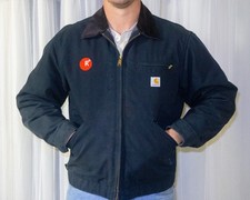 Vintage Carhartt Detroit Jacket J01 BLK Black Large Blanket Lined Made In USA