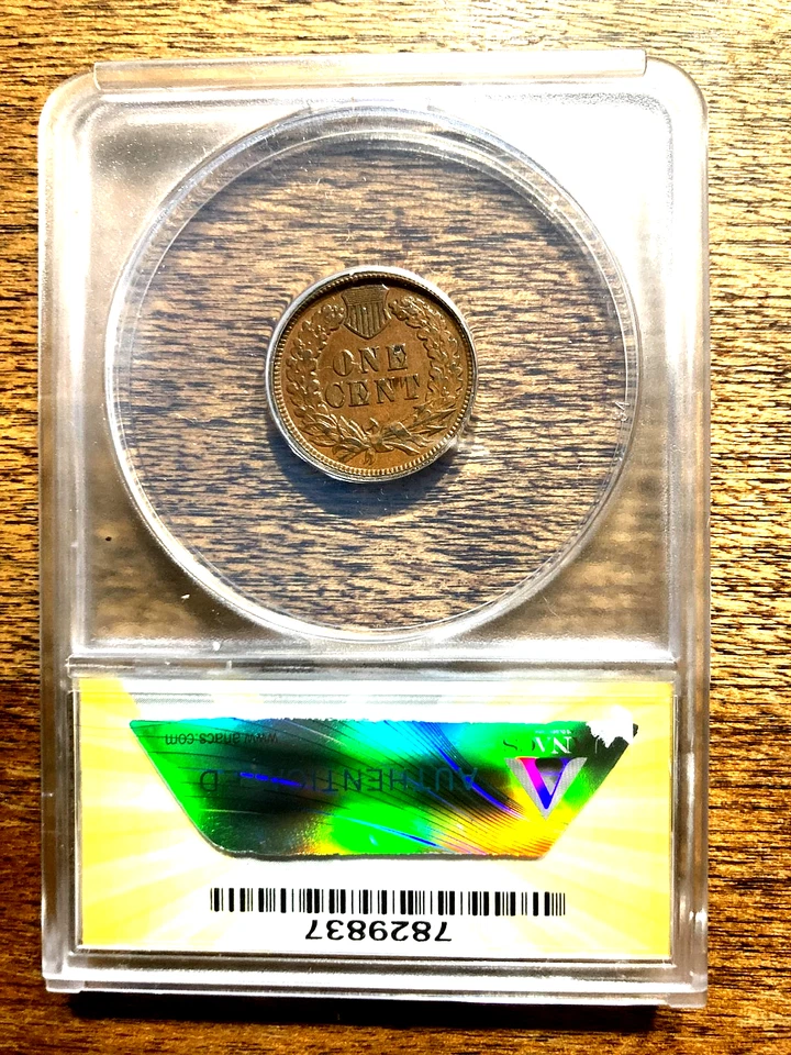 ANACS 1887 INDIAN HEAD CENT, AU-50, 4 FULL DIAMONDS, GREAT COIN GREAT PRICE!!! - Image 2 of 4