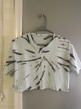 Hollister Women’s Blue Dye Crop Cosmic Visions Graphic Tee size XS