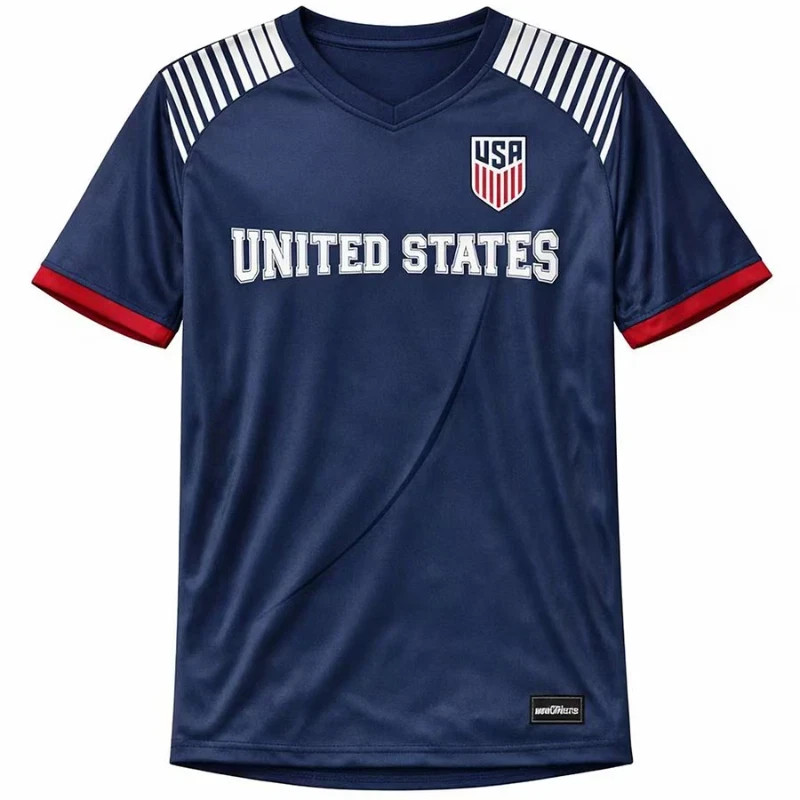 USA Men's Soccer Iconsports Navy Blue V-Neck Short Sleeve Jersey Shirt Size M