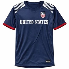 USA Men's Soccer Iconsports Navy Blue V-Neck Short Sleeve Jersey Shirt Size M