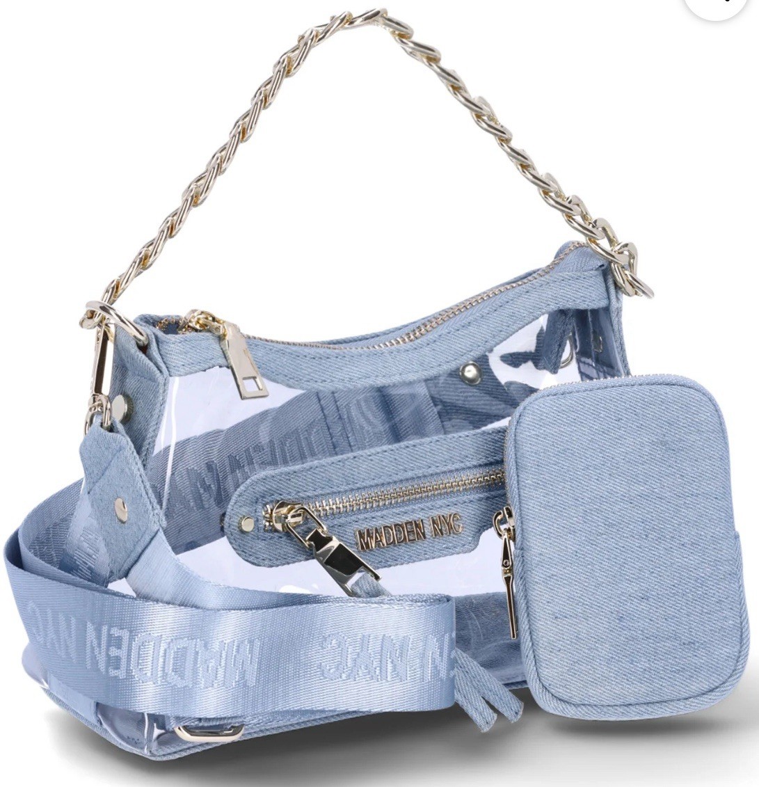 Steve Madden☆ 光沢エナメル・トップジップ・ショルダーバッグ Steve Madden NYC Women's Clear Hobo Crossbody Handbag with