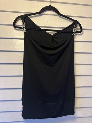 Black Y2k Iconic Chain Club Top Cache Size L Low Back NWT