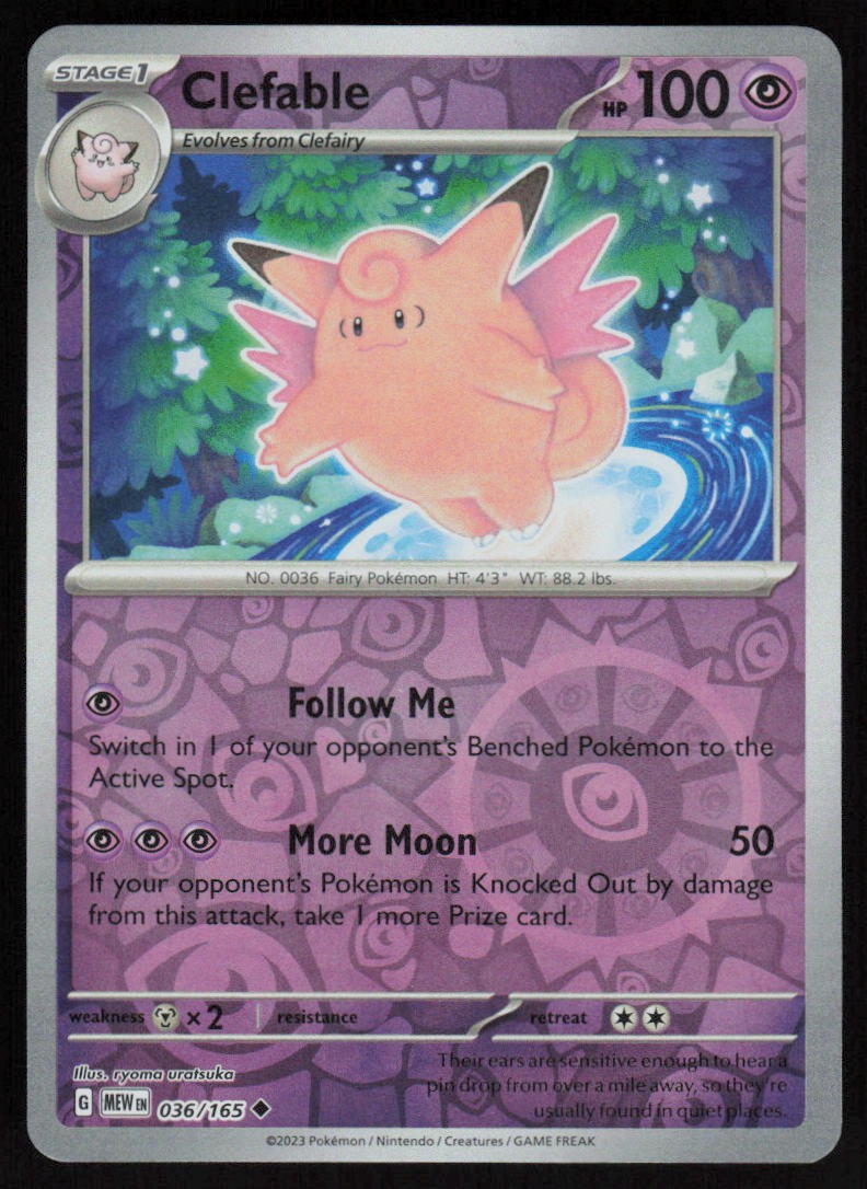 Clefable 036/165 Reverse Holo: Scarlet & Violet 151 Pokemon TCG Near Mint