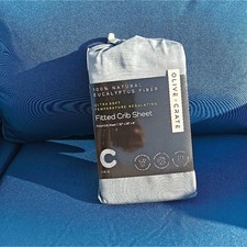 Olive Crate - 100 Eucalyptus Basalt Blue Fitted Crib Sheet