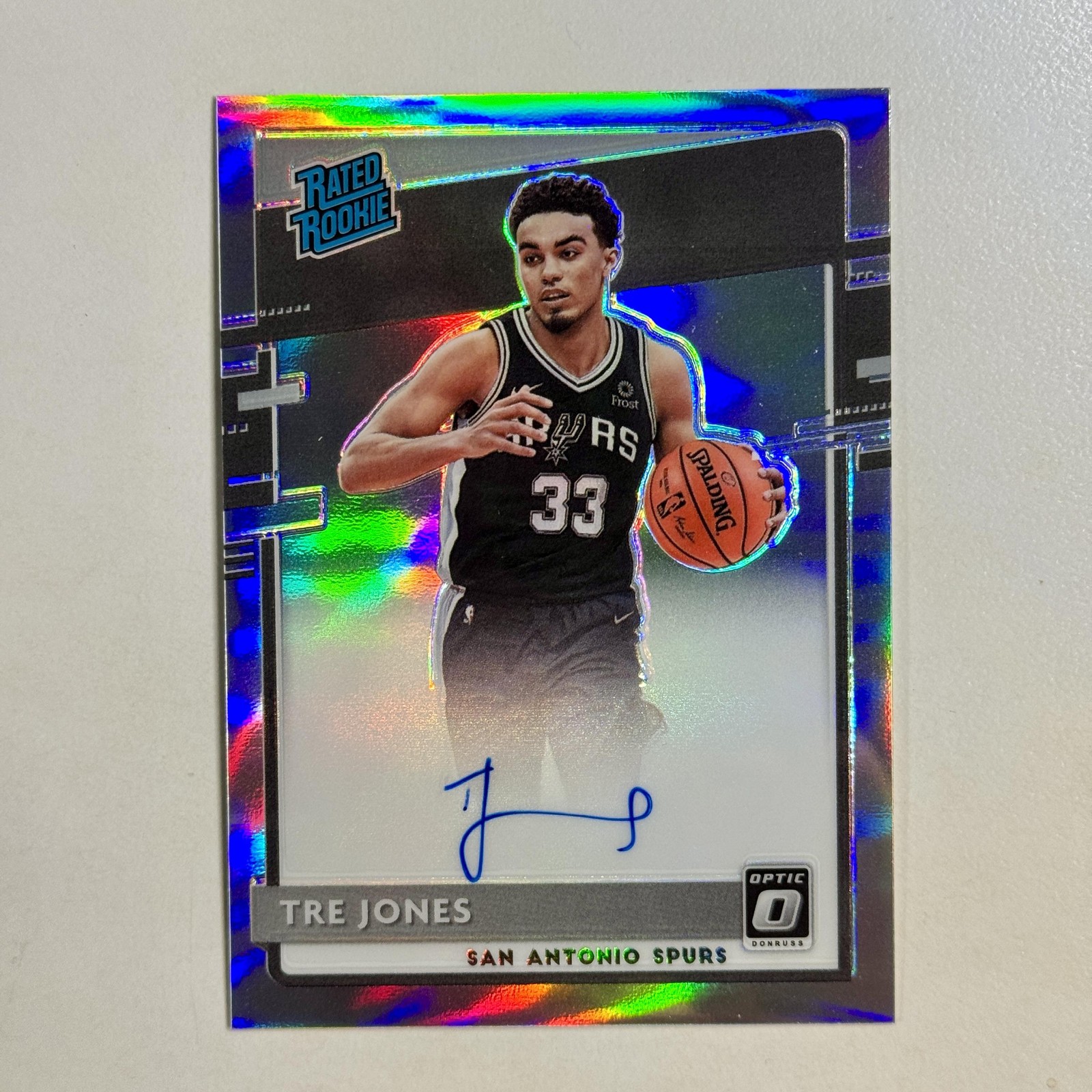 2020-21 Donruss Optic #188 Tre Jones Rated Rookie Signatures Holo Prizm Spurs