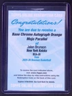 2025-26 Topps Bowman Chrome Jalen Brunson Auto Orange Mojo /25 Redemption