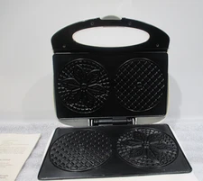 Toastmaster Pizzelle Maker Non Stick "Bakes two  4" cookies in 45-60 seconds"
