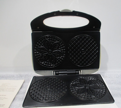 Toastmaster Pizzelle Maker Non Stick ''Bakes two  4'' cookies in 45-60 seconds''