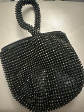 CACHE Black Rhinestone Clutch Purse w/ Wrist Strap - Dazzling 