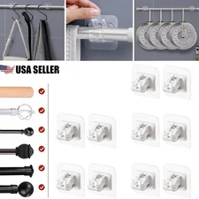 10X No Drill Self Adhesive Curtain Rod Bracket Drapery Hook Bracket Fix Rod Hold