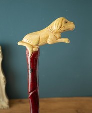 Vtg Dog Carved Walking Stick Cane Labrador Full Body 37"