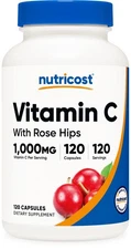 Nutricost Vitamin C with Rose Hips 1025mg, 120 Capsules - Non-GMO & Gluten Free