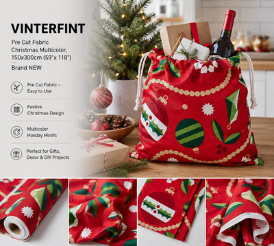IKEA VINTERFINT vorgeschnittener Stoff Weihnachten mehrfarbig, 150 x 300 cm 5...