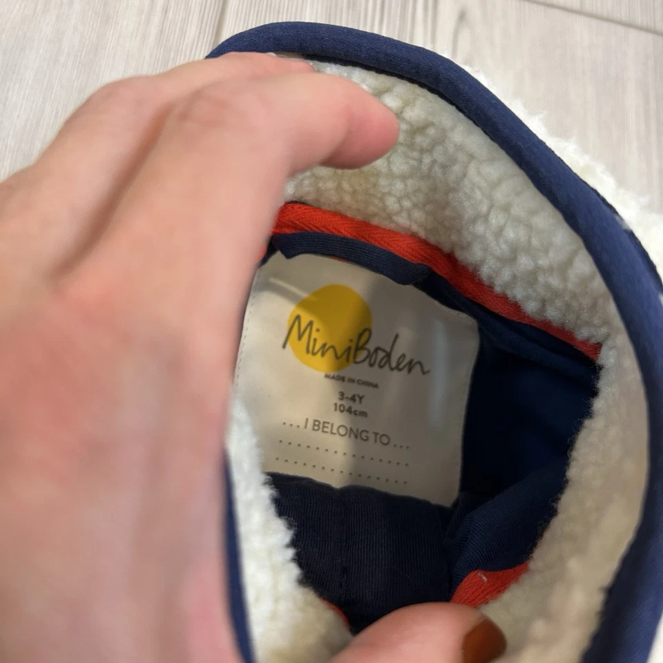 Mini Boden Size 3-4Y Sherpa Hoodie Cream Vest Full Zip - Image 4 of 4
