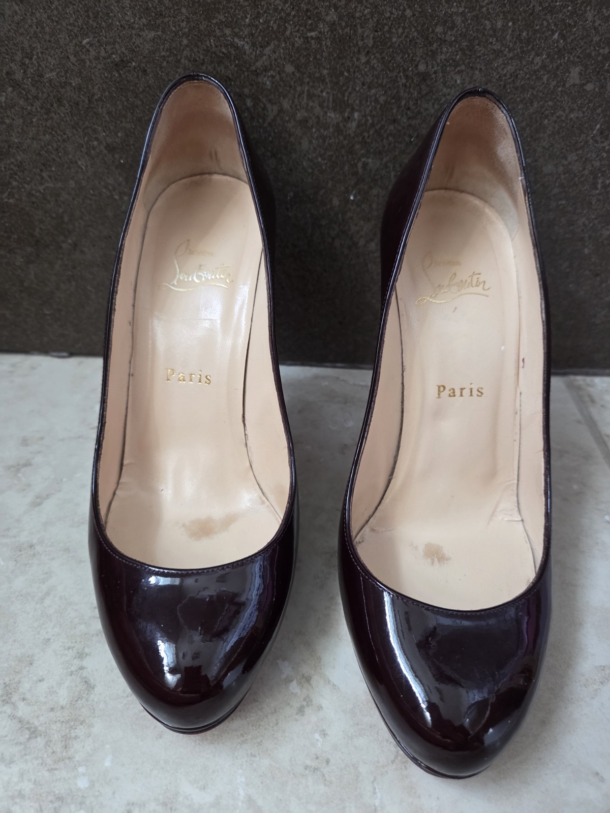 Christian Louboutin Burgundy Patent So Kate Pumps Sz 38.5 Made in Italy