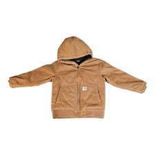Carhartt Jacket Youth Boys Small 7-8 Brown Canvas Coat Quilt Lined Barely Worn