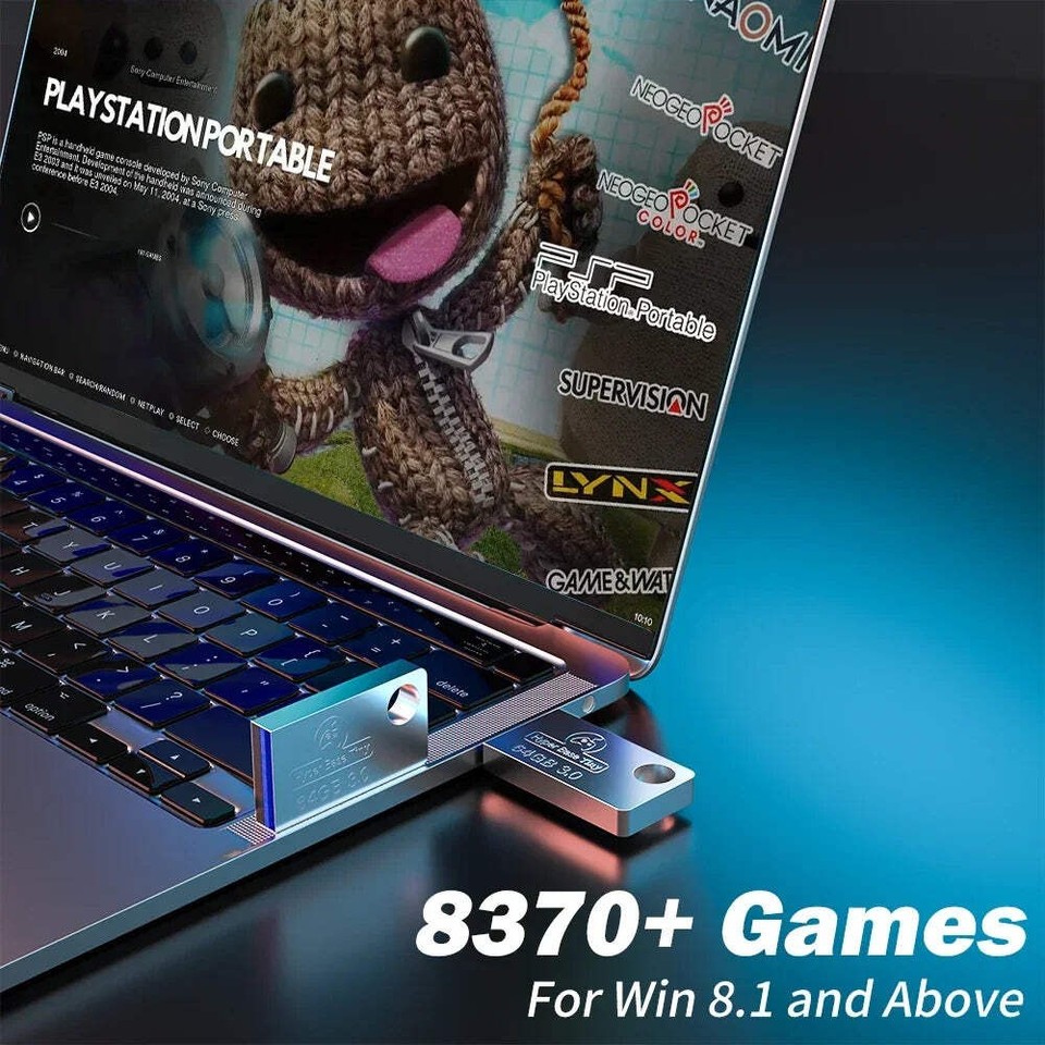 Retrobat Portable 64GB Game USB 3.0 Disk 9K Games 15 Emulators TV PC ...