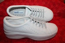 KEDS PureFit White Leather Slip On Elastic Lace Sneakers Women's Size. 6