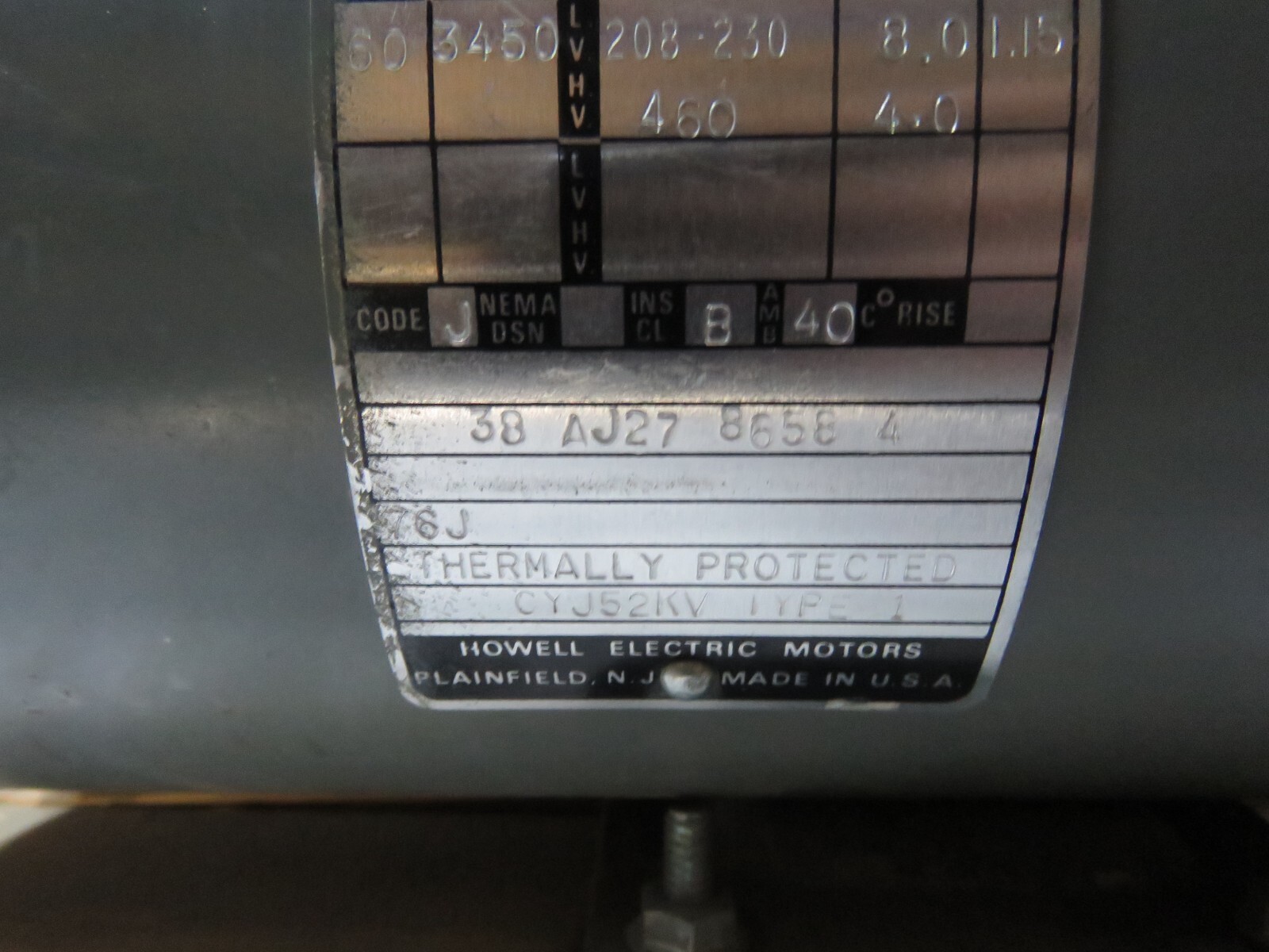 HOWELL ELECTRIC MOTOR 3 HP 3450 RPM 208230/460V PH3 NEW OLD STOCK eBay