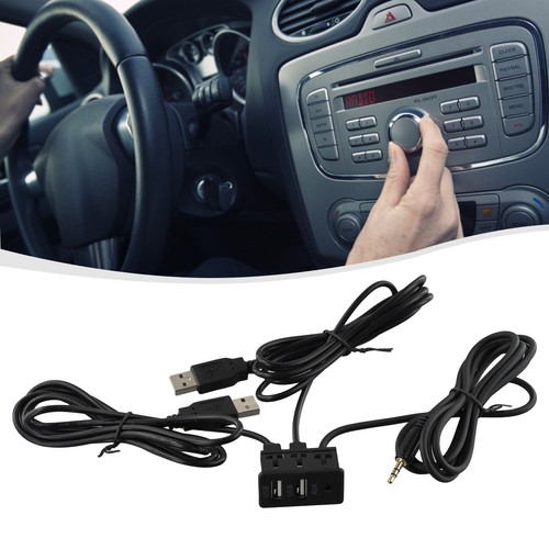 Car Dash Flush Mount USB Port Panel Dual USB Extension Cable Adapter